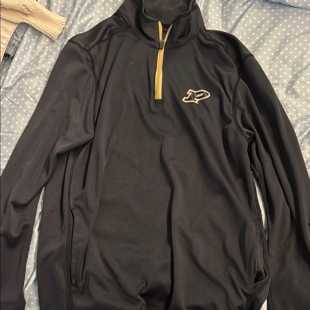 Black Quarter-Zip Pullover with Purdue Logo
